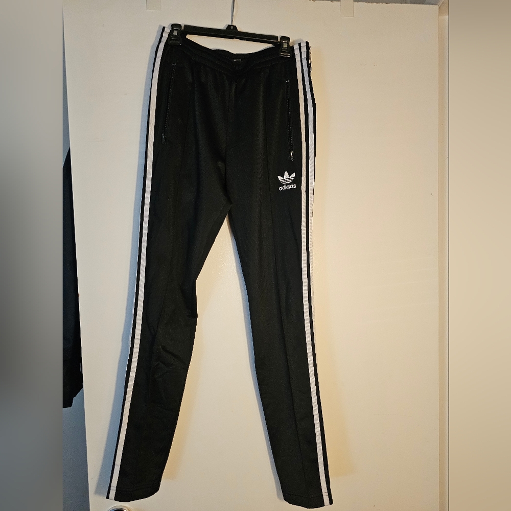 Adidas Kids Black Joggers with White Stripes